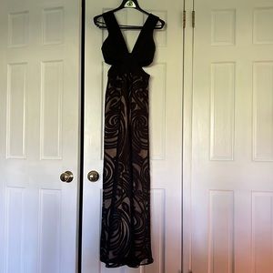 BCBG MAXAZRIA Black Maxi Dress with Cutouts